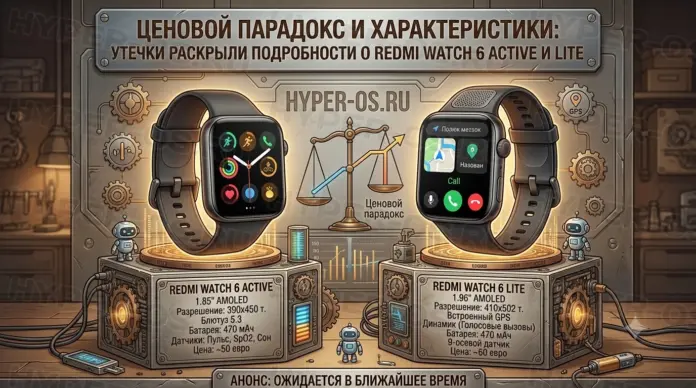 Умные часы Redmi Watch 6 Active и Watch 6 Lite на подходе